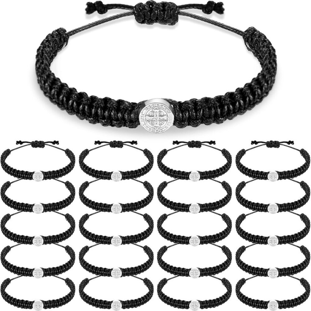 20 Pcs Catholic Bracelets Adjustable String Saint… - image 1